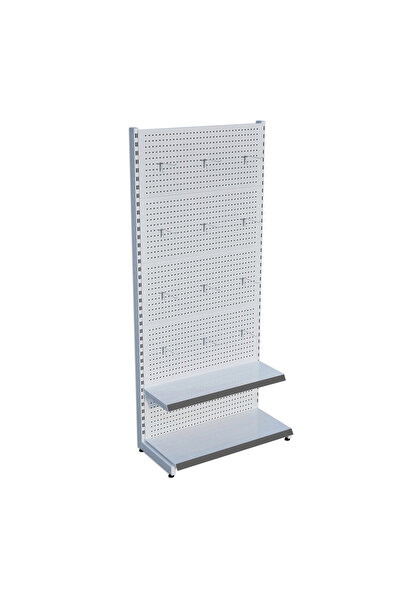 Raffar Beyaz Metal Delikli 2 Katlı Market Raf Sistemi | Hırdavat Rafı | G90CM...