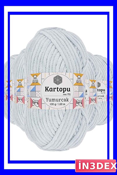 İN3DEX 5 Pieces of Velvet Knitting Yarn Light Gray Color