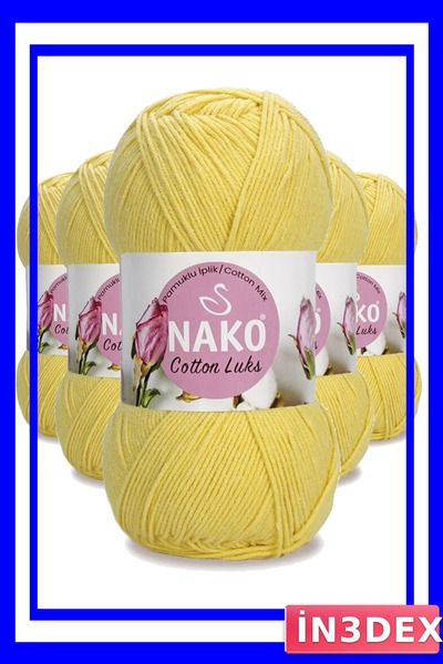 İN3DEX 5 Pieces of Cotton Knitting Yarn Light Yellow Color