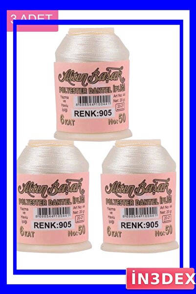 İN3DEX 3 Pieces of Lace and Embroidery Thread 20 Gram Pack