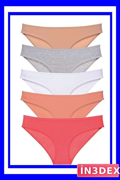 İN3DEX طقم سراويل داخلية نسائية من الليكرا مكون من 5 قطع بخيارات ألوان متعددة