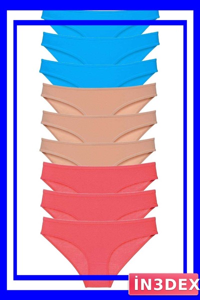 İN3DEX Lycra Women's Slip Panties Set 9 Pieces Fuchsia Skin Blue