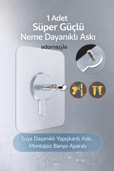 adornazzle 1 Adet Süper Güçlü Neme Dayanıklı Askı, Banyo Duvarı Vida Askılık,...