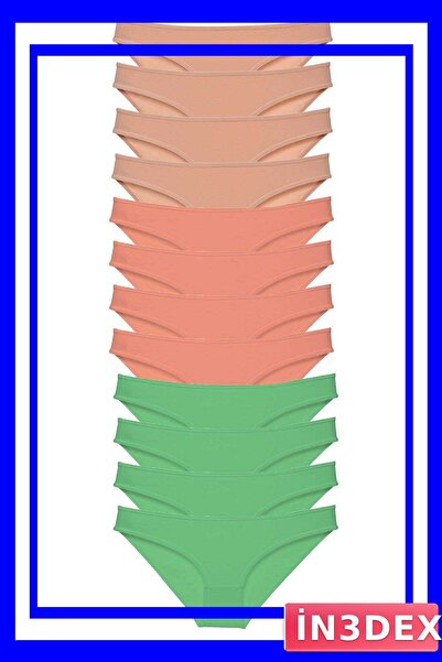 İN3DEX Lycra Women's Slip Panties Set of 12 in Skin and Powder Green Colors