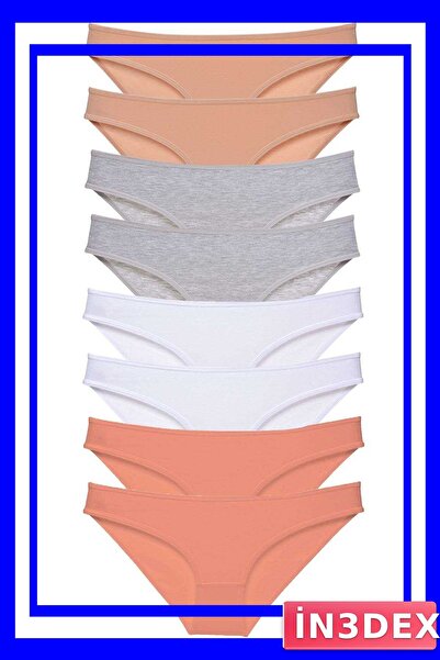 İN3DEX Lycra Women's Slip Panties Set 8 Pieces Skin Color
