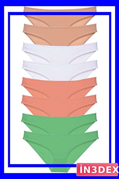 İN3DEX Lycra Women's Slip Panties Set 8 Pieces Economic Series