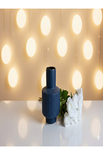 Adeem Blue granite vase, cylindrical shape, small size