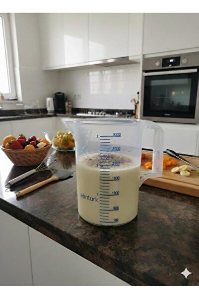 abnturk 3 Litre Profesyonel Ölçü Kabı (3000 ml) Şeffaf Ölçekli Mutfak Hazırlı...