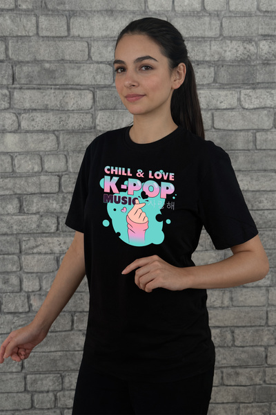barsdepo Kpop Chill & Love Printed Unisex T-Shirt for Children / Adults (with...