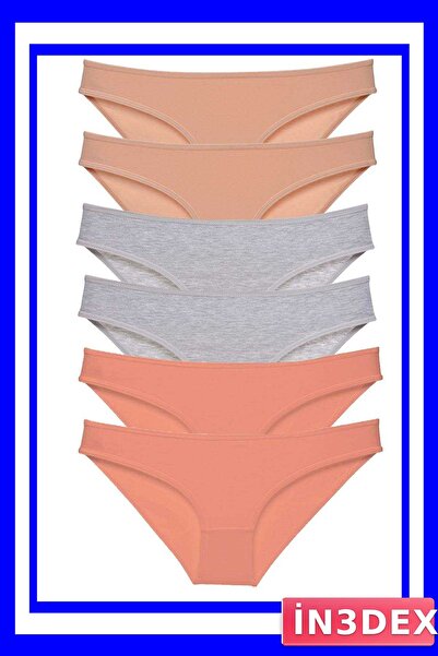 İN3DEX Lycra Women's Slip Panties Set 6 Pieces Skin Color