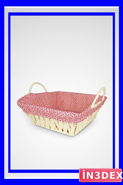 İN3DEX Rectangular Wicker and Fabric Bread Storage Basket