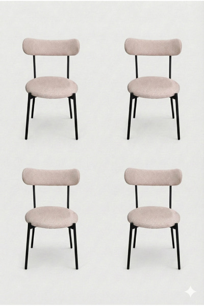 decosense 4 Adet Puffy Açık Kahverengi Teddy Sandalye Mutfak Sandalyesi Salon...