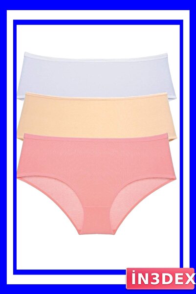 İN3DEX Women's High Waist Bato Panties 3-Pack White Skin Powder