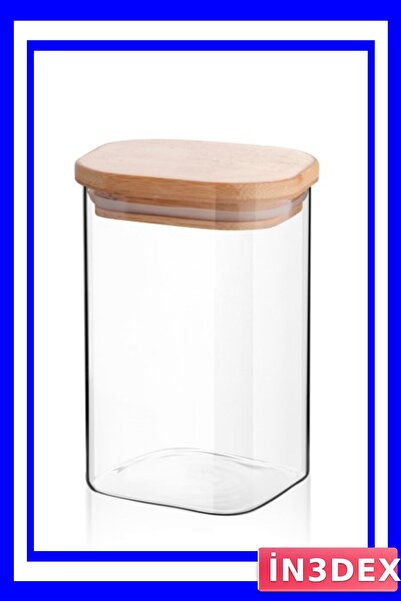 İN3DEX صندوق تخزين التوابل مربع الشكل بغطاء من الخيزران