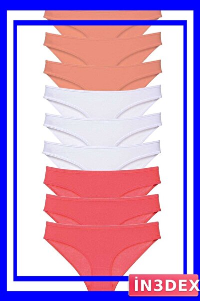 İN3DEX Lycra Women's Slip Panties Set of 9 Pieces White and Fuchsia Color