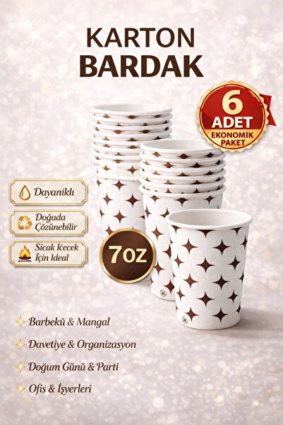 Enjoy Party Store 6’lı 7 Oz Karton Bardak Tek Kullanımlık Kağıt Bardak Sıcak ...