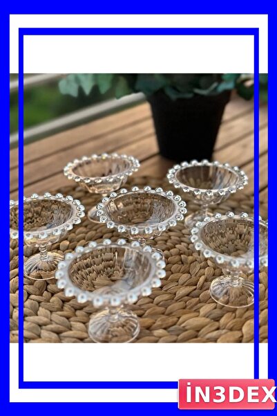 İN3DEX 6 Piece Bead Detailed Footed Presentation Plate Set