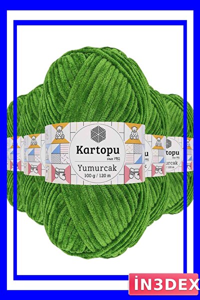 İN3DEX Green Velvet Knitting Yarn 5 Piece Set