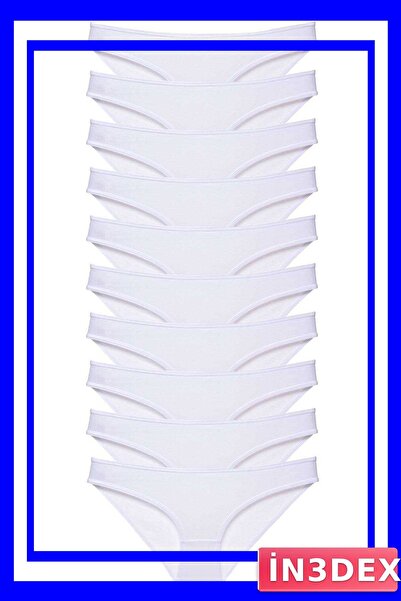 İN3DEX 10-Piece Lycra Women's Slip Panties Set White Color