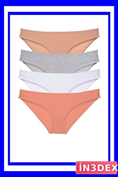 İN3DEX Lycra Women's Slip Panties Set 4 Pieces Skin Color