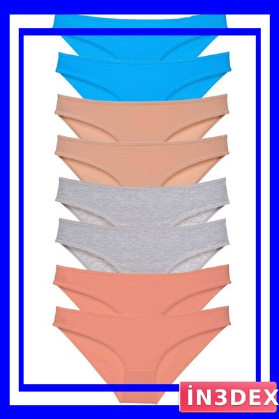 İN3DEX 8-Piece Women's Slip Panties Set Lycra Colorful Options