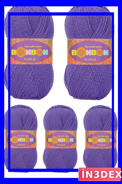 İN3DEX Glittery Knitting Yarn Set 5 Pieces Various Color Options