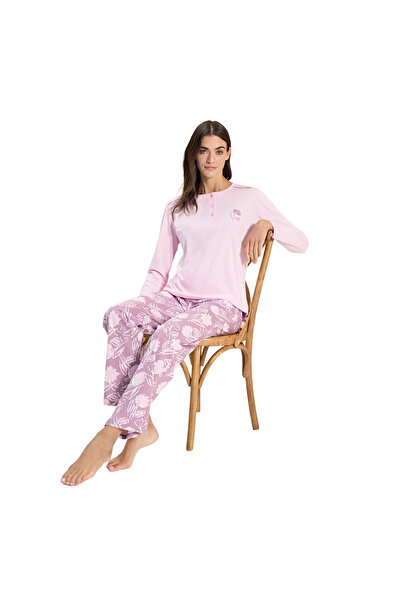 Over Sleep by Poleren Over Sleep 3306 Set de pijamale din jerseu cu mânecă lu...