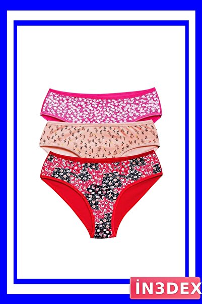 İN3DEX Cotton Lycra Patterned Wide-Brimmed Panties Set of 3