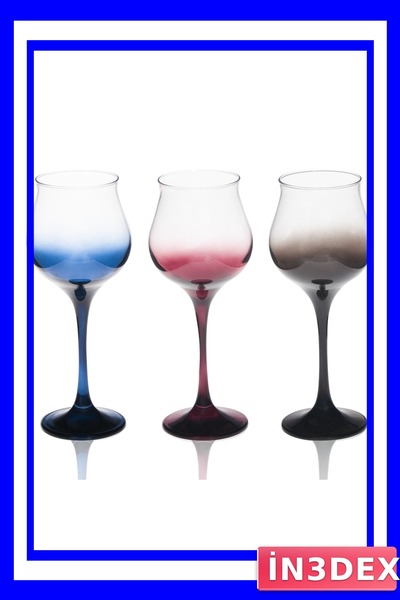 İN3DEX Footed Glass Cup with Blue and Red Color Options