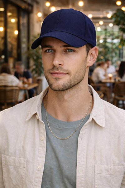 Wearflawless Navy Blue Unisex Cotton Plain Cap, Adjustable Baseball Cap, Casu...