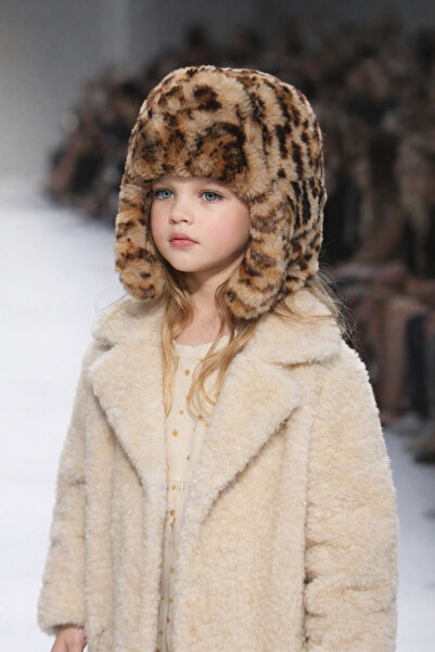 hoaryage 100% Sheep Ear Ushanka Genuine Lambskin Children's Pilot Leopard Pat...