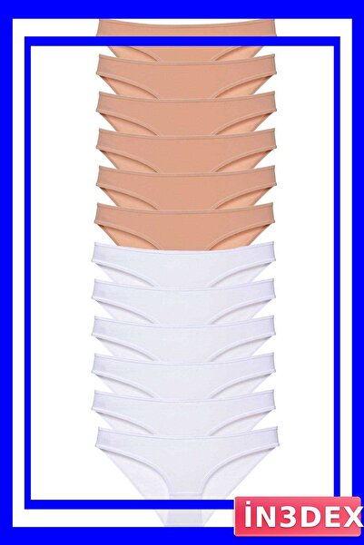 İN3DEX Lycra Women's Slip Panties Set 12 Pieces White Color