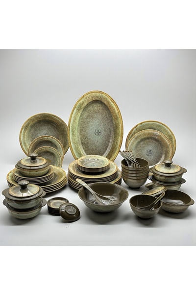 cc bin shihon Luxury 57-piece melamine dinner set for 6 people, marble color,...