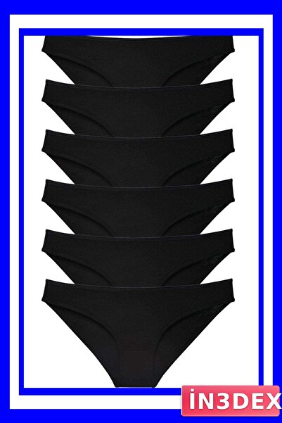 İN3DEX 6-Piece Lycra Women's Slip Panties Set Black Color