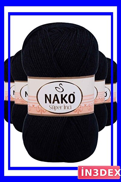 İN3DEX Black Colored Hand Knitting Yarn 5 Pack 100 Grams