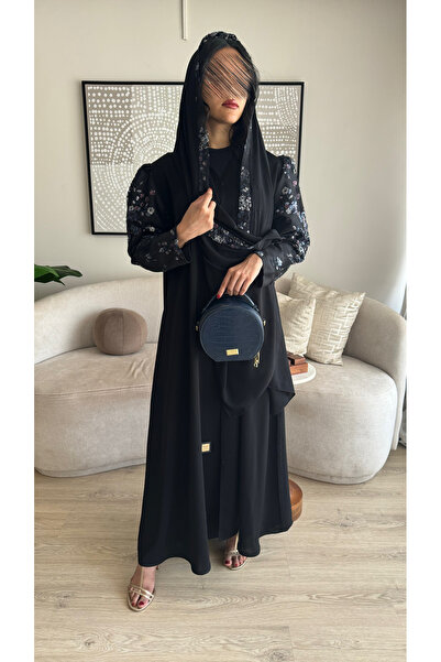 Warazan Abaya with floral sleeves in festive colors