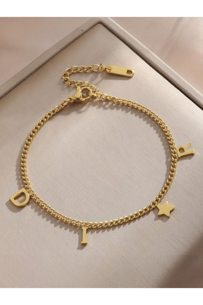 Alyas Aksesuar Stainless Steel Designer Letter Bracelet