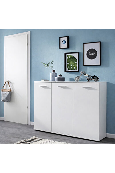 EC HOMEDESİGN 3 kapaklı metal kulplu ayakkabılık