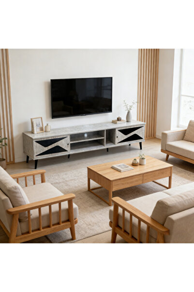 Bleco Wooden Living Room TV Cabinet with Storage, Indoor Furniture for Living...