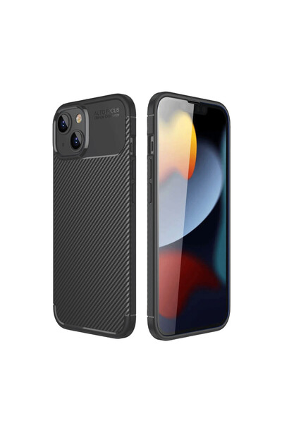 halkhouse İphone 14 & İphone 13 Kılıf Kamera Korumalı Karbon Görünümlü Focus ...