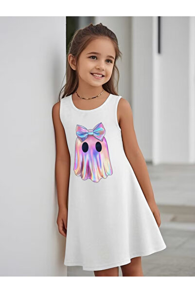 Cevval فستان بناتي مطبوع بتصميم انسيابي