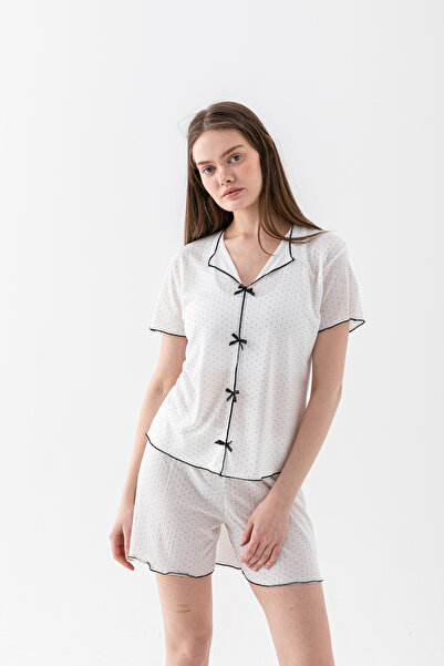 Wega Moda Women's Cotton Bowknot Detailed Shorts Pajama Set – Lightweight and...