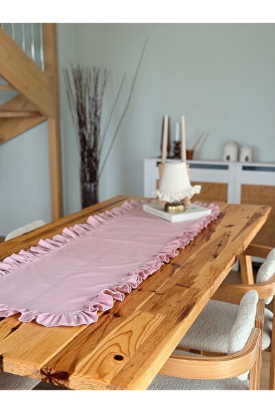 KaiAtelier Rosy Linen Dertsiz Ruffled Runner 50X150Cm