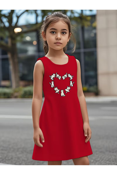 Cevval Girls' Dress Draped Printed