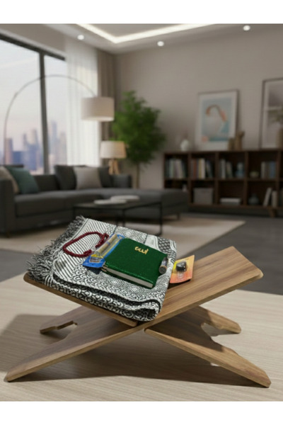 EkaWood Ramazan’a Özel Ahşap Rahle Hediye Seti(Kadife Yasin,Seccade,Tesbih,Mi...