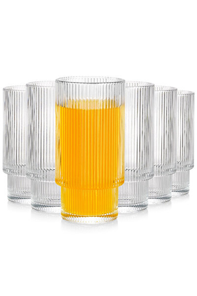 Other Set elegant de 6 pahare cu caneluri, 320 ml