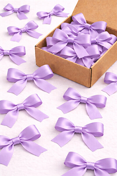 edalle 50 Adet Lila Saten Fiyonk Küçük 10mm El Yapımı