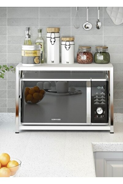 LARADESİGN Mutfak Tezgah Üstü Ahşap Raflı Mikrodalga Fırın Standı Çay Kahve S...