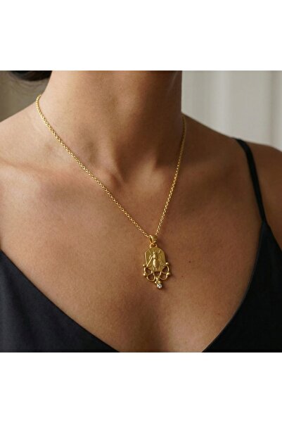 makeitbylove Sultan El Yapımı Arı Sikke ve Beyaz Topaz Kolye, Bolluk Sembolü,...
