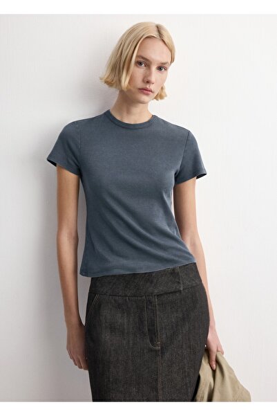 MANGO Woman Pamuklu dikişli tişört